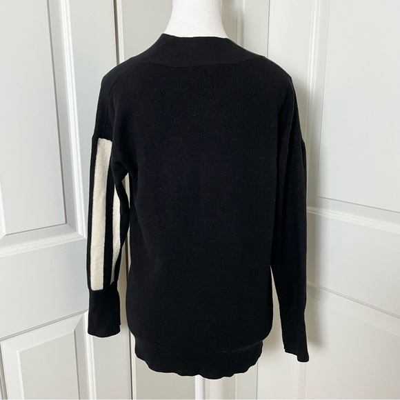 Rag & Bone Grace V-Neck Sweater Black Ivory Striped Merino Wool XS/S - Picture 8 of 14